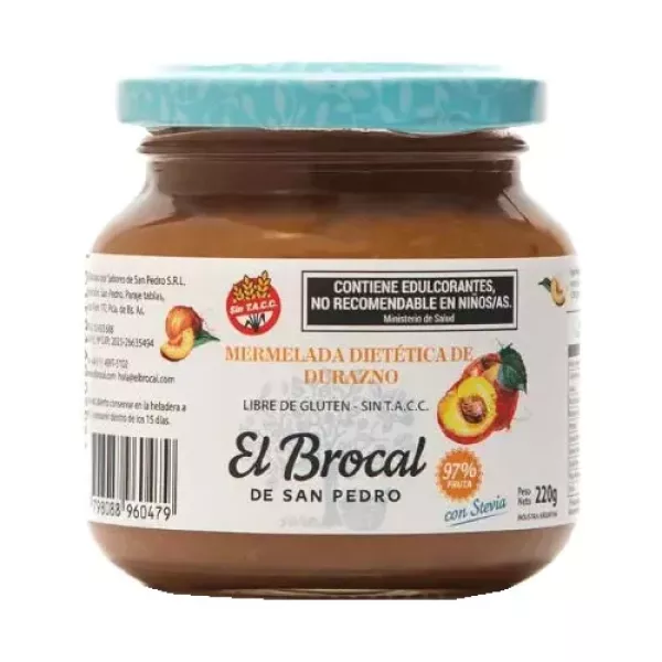 Mermelada De Durazno Con Stevia x220grs El Brocal