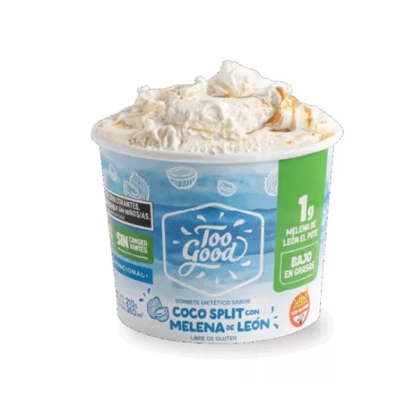 Helado De Coco Split Con Melena De Leon Too Good