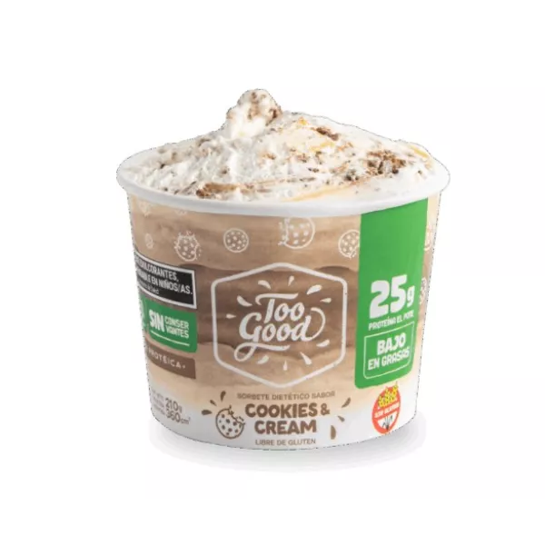Helado De Cookies And Cream Proteico Too Good