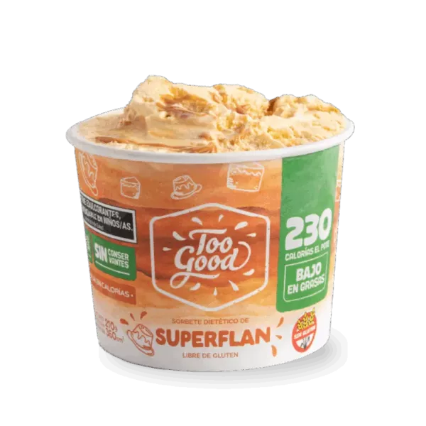 Helado Super flan Bajas Calorias Too Good