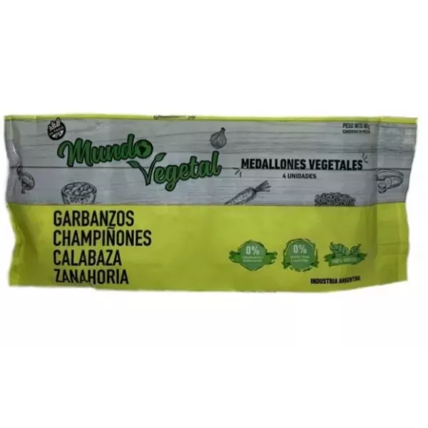 Medallon Garbanzos, Champignones, Calabaza Y Zanahoria X 400 Grs Mundo Vegetal