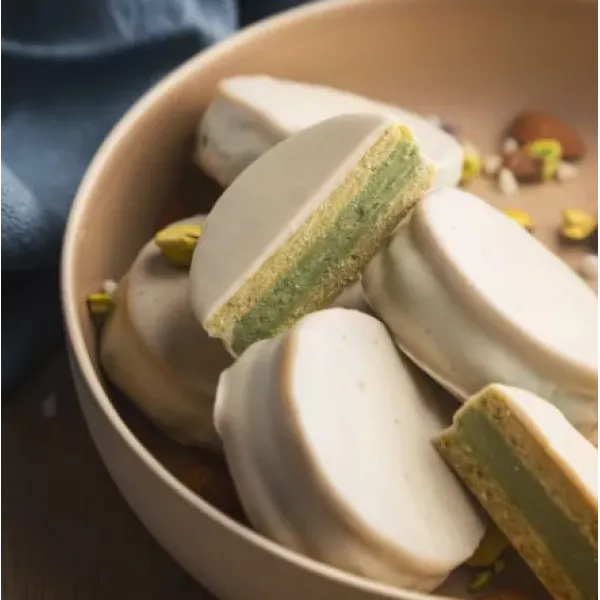 Alfajor Keto Relleno De Pistacho Con Baño De Chocolate Blanco Vento Fit