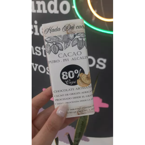 Chocolate Organico Al 80% Con Caju Hada Del Cacao X50gr