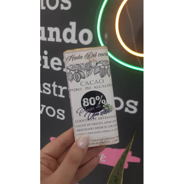 Chocolate Organico Al 80% Pasas De Uva x50grs Hada Del Cacao