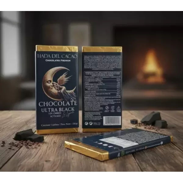 Chocolate Ultra Black Con Carbon Activado x100grs Hada Del Cacao
