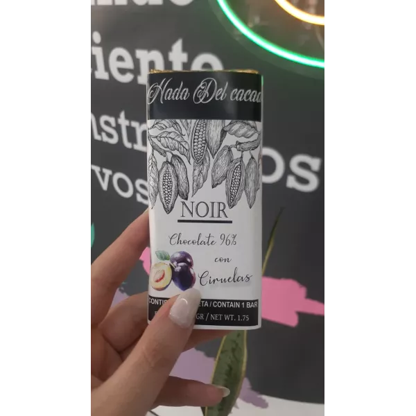 Chocolate Organico Al 96% Con Ciruela x50grs Hada Del Cacao