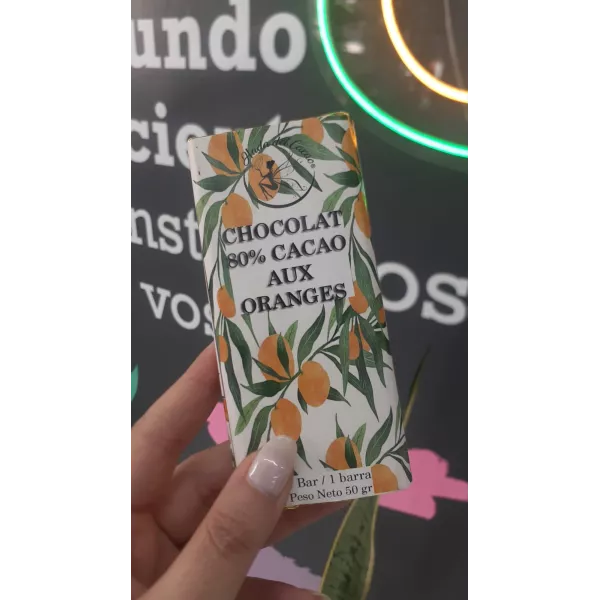 Chocolate Organico Al 80% Con Naranjitas x50grs Hada Del Cacao