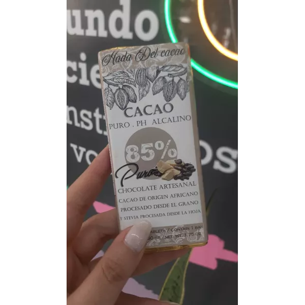 Chocolate Organico Al 85% Puro x50grs Hada Del Cacao