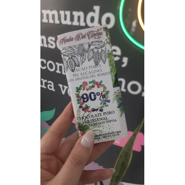 Chocolate Organico Al 90% Con Frutos Del Bosque Hada Del Cacao X 50 Grs