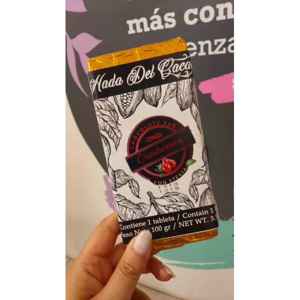 Chocolate Organico Al 96% Con Cranberries x100grs Hada Del Cacao