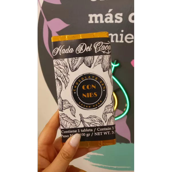 Chocolate Organico Al 96% Con Nibs  x100 Grs Hada Del Cacao