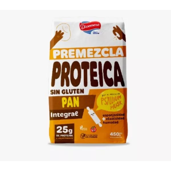Premezcla Para Pan Integral PROTEICA Sin Tacc Con Psyllium Husk 450gr Dicomere