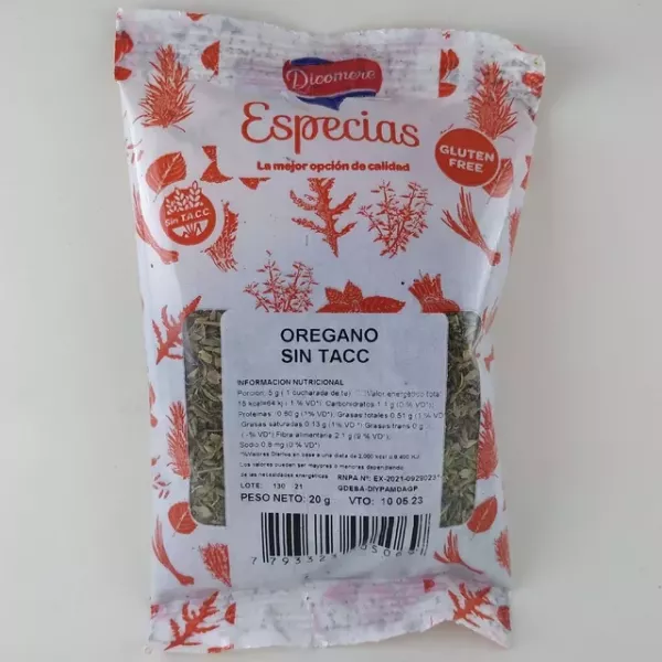 Oregano Sin Tacc X 50 Grs Dicomere