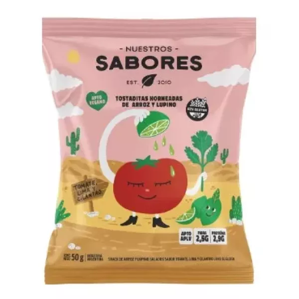 Tostaditas Sabor Tomate, Lima Y Cilantro X50grs Nuestros Sabores