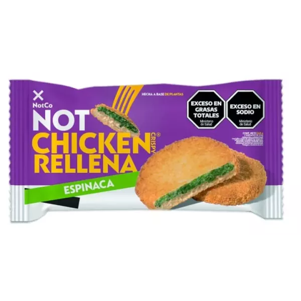 Hamburguesa Vegana Sabor Pollo Rebozada Rellena Con Espinaca X 2 Not Co