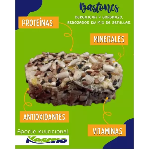 Bastones De Garbanzo Y Berenjena Con Semillas Kesano
