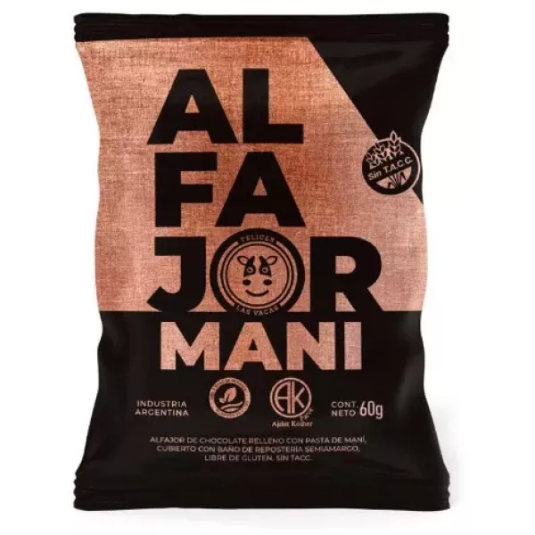 Alfajor De Chocolate Relleno Con Pasta De Mani Felices Las Vacas