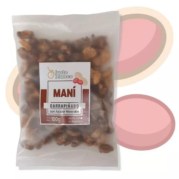 Maní Garrapiñado Dulce Con Mascabo X100gr Fruto Blanco