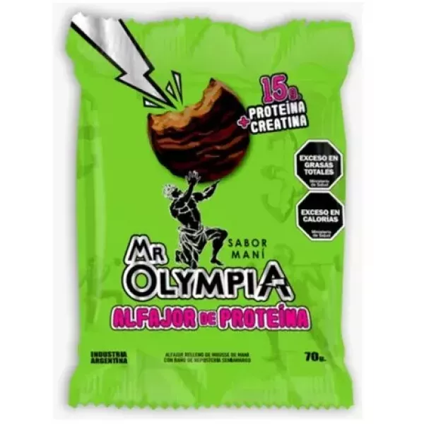 Alfajor De Proteina Negro Sabor Mani Mr Olympia