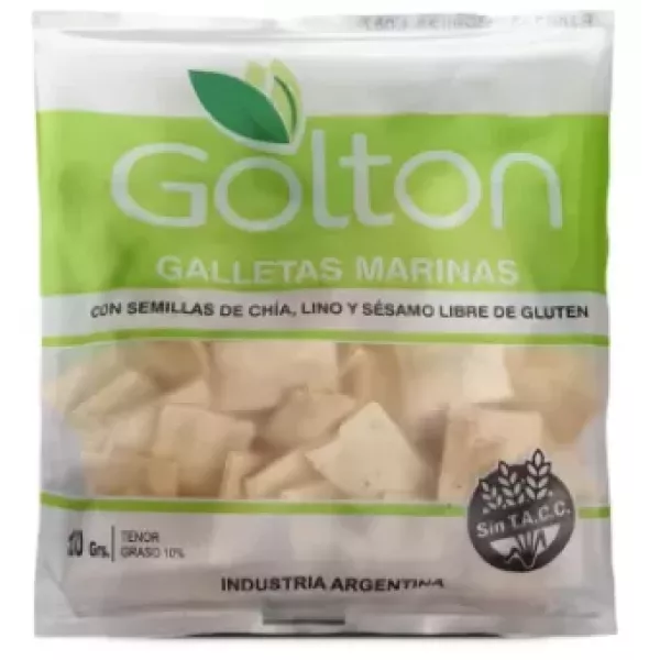 Galletitas Marinas De Arroz Y Mandioca Con Semillas Sin Tacc Golton