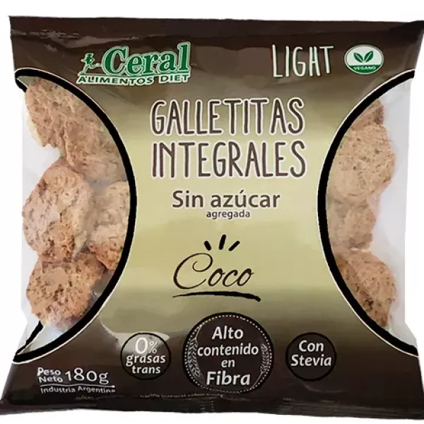 Galletitas Integrales De Coco Sin Azucar X 180 Grs Ceral