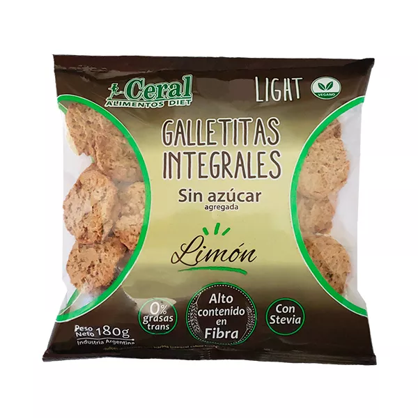 Galletitas Integrales De Limon Sin Azucar X 180 Grs Ceral