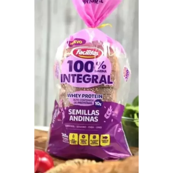 Pan 100% Integral Con Whey Protein Y Semillas Andinas Facilitas