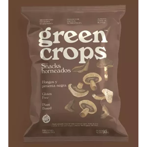 Snack Vegan Y Sin Tacc Sabor Hongos  95 Grs Greencrops Crowie
