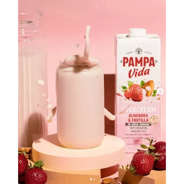 Leche De Almendras Y Frutilla Sin Azúcar Yogucream Pampa Vida