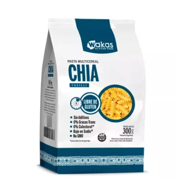 Pasta Fussilli Multicereal Con Chia X 300 Grs Wakas