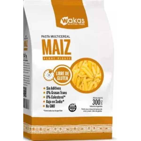 Pasta Proteica Penne Rigate Maiz X 300 Grs Wakas