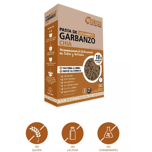 Pasta Fussilli De Garbanzo, Alubia Y Chia Wakas