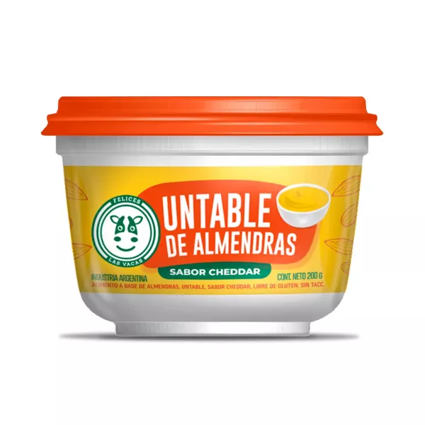 Queso Untable Cheddar De Almendras Felices Las Vacas