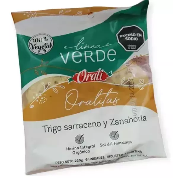 Tortillas Con Trigo Sarraceno Y Zanahoria Veganas X 6 Unidades Orali