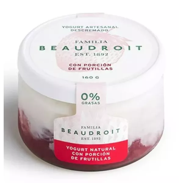 Yogur Descremado De Frutilla 160 Grs Familia Beaudroit