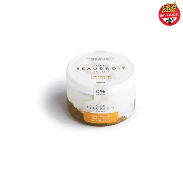 Yogur Descremado De Durazno 160 Grs Familia Beaudroit