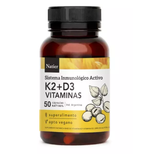 Capsulas De K2 + Vitamina D3 X50 Natier
