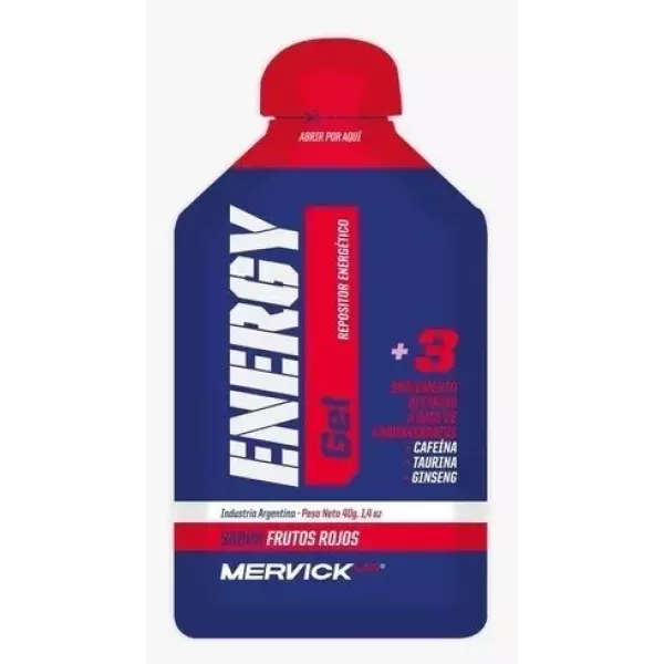 Gel Mervick Energy  Sabor Frutos Rojos En Sobre. 40grs
