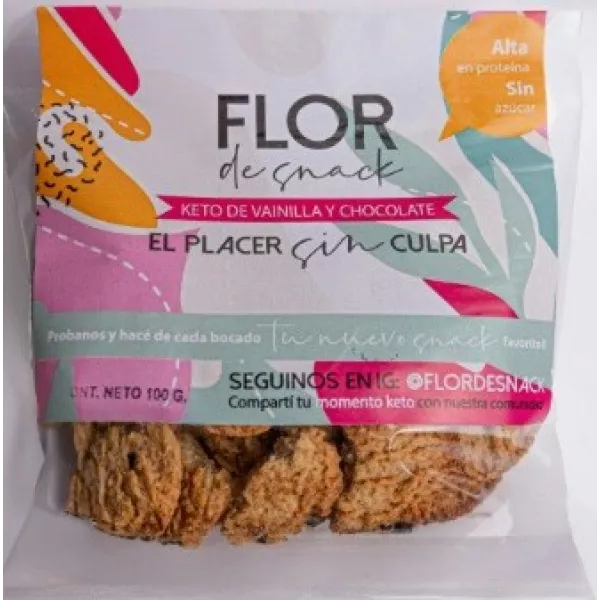 Galletitas Keto De Vainilla y Chocolate x 100 grs Flor de Snack